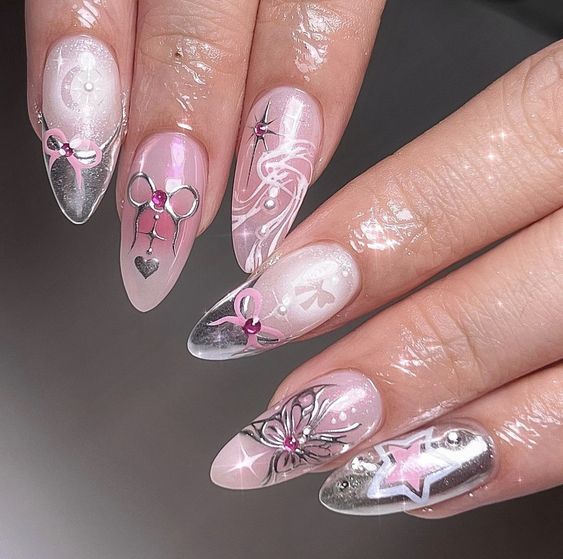 La Nail Art Fatata con Dettagli Metallici